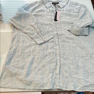 NWT light blue linen shirt Tahari
